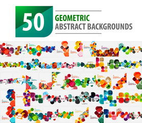 Mega collection of 50 geometric abstract backgrounds created with modern patterns - squares