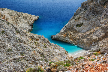 Fototapeta na wymiar Seitan limania or Stefanou beach, Crete, Greece