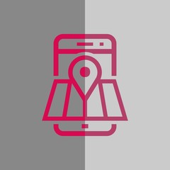 phone and map icon stock vector illustration flat design