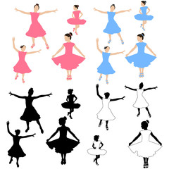 Collection of girl dancing silhouettes