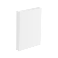 White thin paper box mockup - half side view. Vector illustration