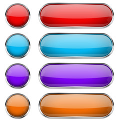Set of shiny glass buttons. Colored collection