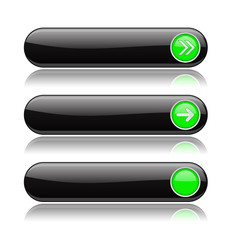 Black menu buttons with green tags