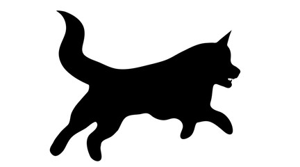 Vector silhouette of dog on white background.