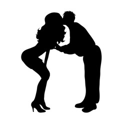 Vector silhouette of couple on white background.