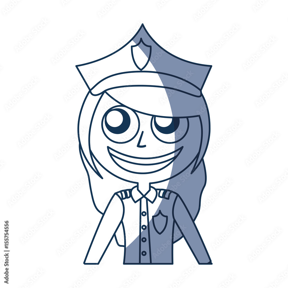 Wall mural woman police officer avatar character vector illustration design