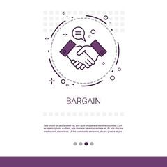 Bargain Hand Shake Agreement Deal Web Banner With Copy Space Vector Illustration