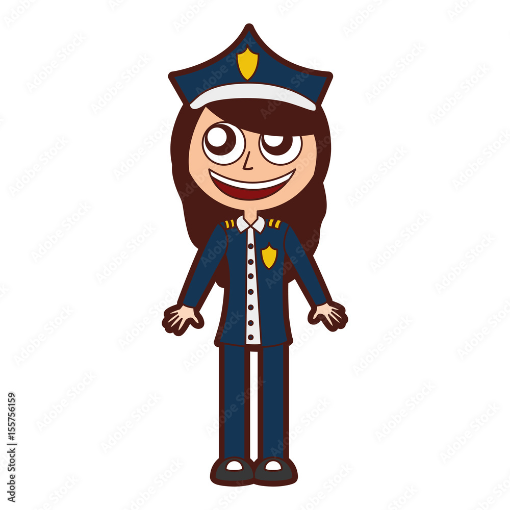 Wall mural woman police officer avatar character vector illustration design