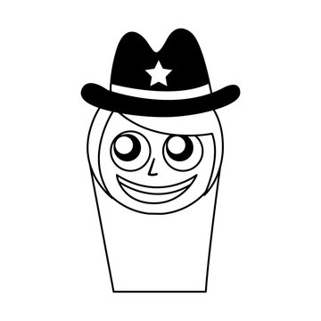 female sheriff avatar character vector illustration design