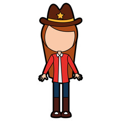 female sheriff avatar character vector illustration design