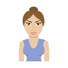 cartoon woman smiling icon over white background. colorful design. vector illustration