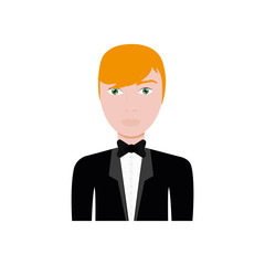 man wearing a tuxedo icon over white background. colorful design. vector illustration