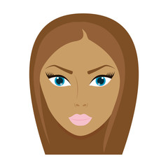 cartoon woman face icon over white background. colorful design. vector illustration