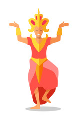 Thailand Woman Dancer Vector Icon in Flat Design 