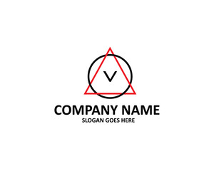 V Letter Circle Triangle Logo