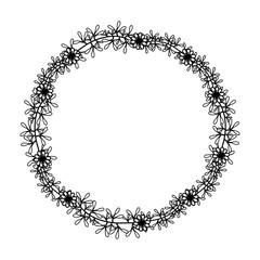 decorative frame of flowers icon over white background. vector illustration