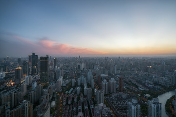 Fototapeta na wymiar A strange light in the sky of Shanghai