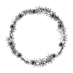 decorative frame of flowers icon over white background. vector illustration