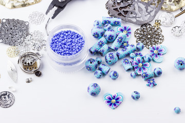 Polyclay bead mix and metal findings