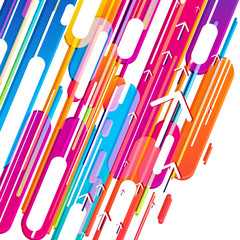 Trendy geometric style abstract background with colorful lines and arrows.  