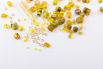 Yellow and lime glass bead mix