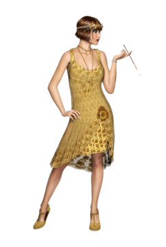 The Roaring 20s Woman Flapper Dancer Dress