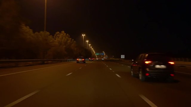 night abu dhabi road trip panorama 4k uae
