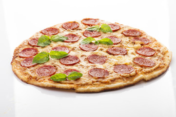 Pepperoni Pizza, isolated on white background