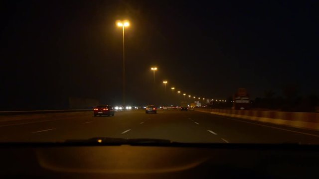 abu dhabi dubai road trip night front panel panorama 4k uae
