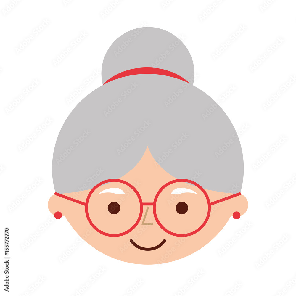 Wall mural cute grandmother head avatar character vector illustration design