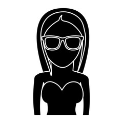 woman with glasses icon over white background. vector illustration
