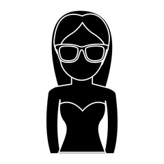 woman with glasses icon over white background. vector illustration