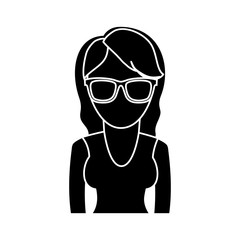 woman with glasses icon over white background. vector illustration