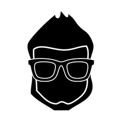 hipster man with glasses icon over white background. vector illustration