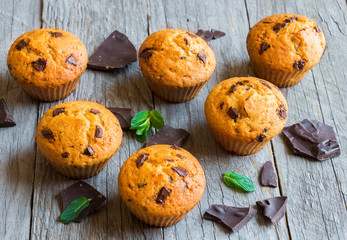 Homemade muffins with chocolate chips