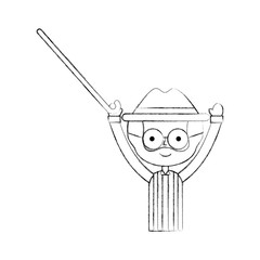 cute grandfather with cane avatar character vector illustration design