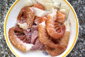 raw mixed seafood to prepare pasta sauce