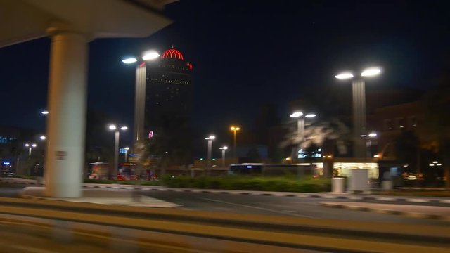 night dubai sheikh zayed road trip side window al barsha panorama 4k uae
