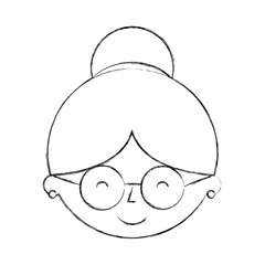 cute grandmother head avatar character vector illustration design