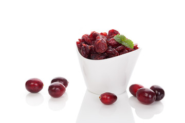 Ripe and dried cranberries.