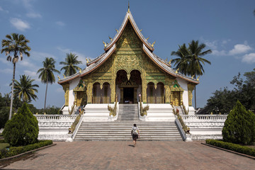 Tourist in front of the temple