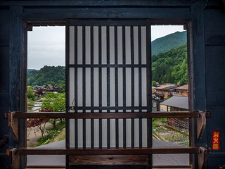 View outside from an old building in Shirakawa-go, Japan