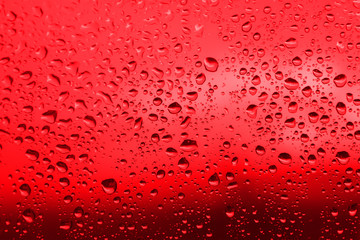 Water drops on Red background