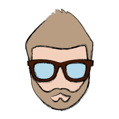 man with glasses icon over white background. hipster lifestyle concept. colorful design. vector illustration