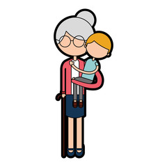 cute grandmother with grandson avatar character vector illustration design