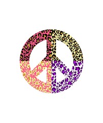 Peace symbol with leopard print isolated on white background. Fashion design for t-shirt, bag, poster, scrapbook