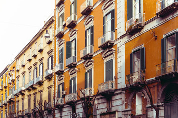 Fototapeta na wymiar Street view of old town in Naples city, italy Europe