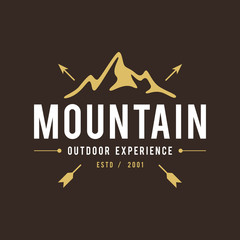 Outdoor Wilderness, Mountain Adventure Retro Emblem