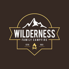 Outdoor Wilderness, Mountain Adventure Retro Emblem
