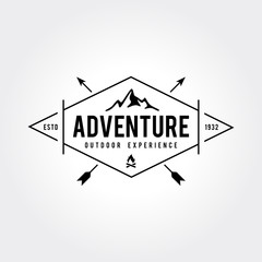 Outdoor Wilderness, Mountain Adventure Retro Emblem